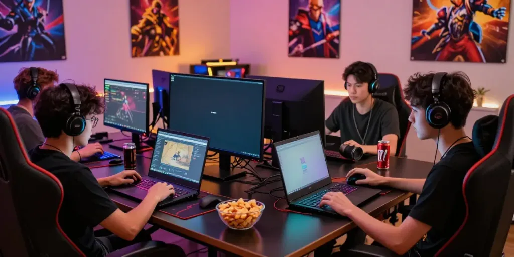 Engaging gaming scene highlighting rokok88 login activities with friends and vibrant ambiance.