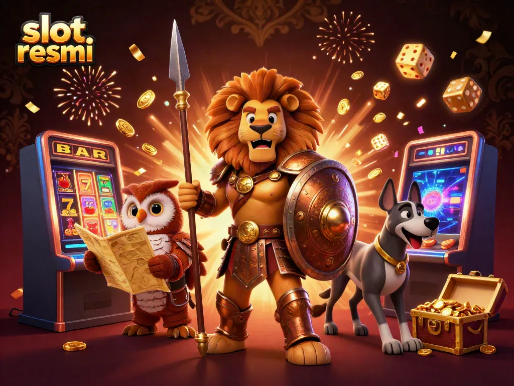 Experience thrilling jackpots at slot resmi with vibrant 3D characters and casino elements.