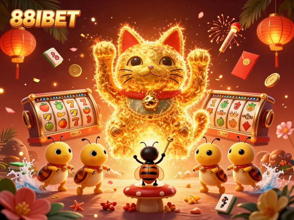 Experience thrilling casino excitement with 88IBET's vibrant lucky cat and dynamic game elements.