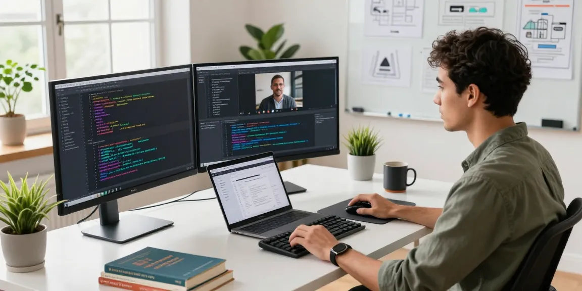 Dynamic coding workspace featuring a developer at the WPS Official Website, showcasing advanced software interface design and tech innovation.