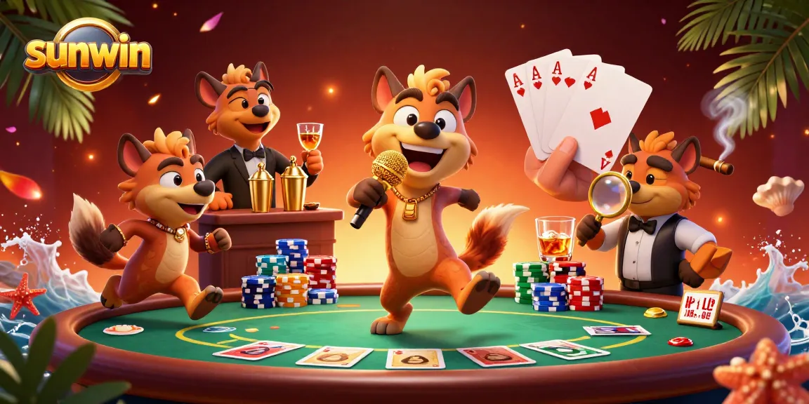 Join the fun at sunwin with hyena characters making a lively casino scene.